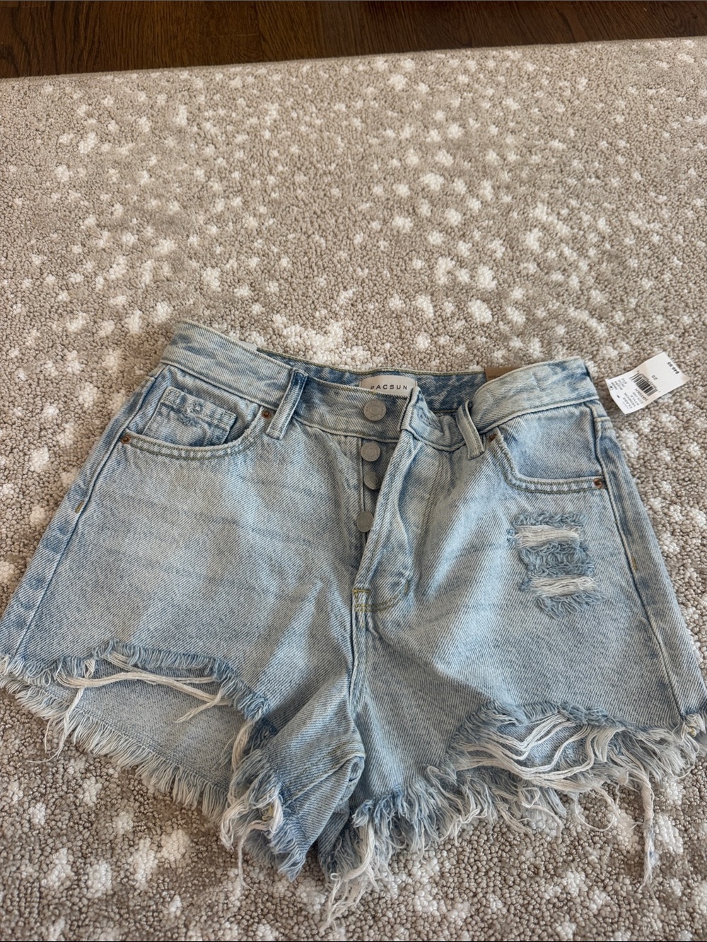 PacSun Light Blue High-Rise Distressed Denim Shorts